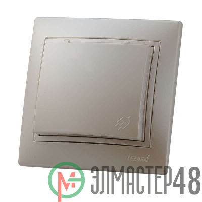 Розетка 1-м СП Мира с защ. крышкой керам. с заземл. жемчуж. бел. перламутр Lezard 701-3030-123