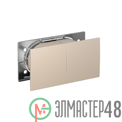 Розетка 2-м. AtlasDesign 16А с заземл. со шторками со сдвиж. крышкой в сборе песочн. SE ATN001228