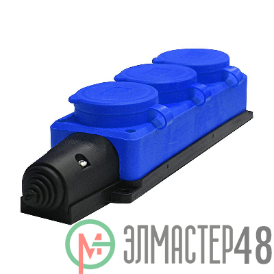 Колодка 3-м 1-ф с заглушками "КОМПАКТ" каучук син. Universal 3044