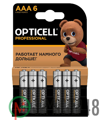 Элемент питания алкалиновый AAA/LR03 (блист. 6шт) Professional Opticell 5052004
