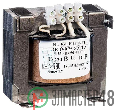 Трансформатор ОСО-0.25 УХЛ3 220/12. IP00 Электротехник ET051618