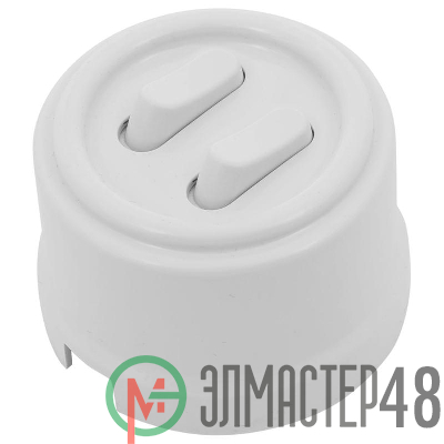 Выключатель 2-кл. ретро ABS-пластик бел. Bironi B1-222-21