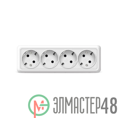 Розетка 4-м ОП Олимп с заземл. бел. UNIVersal 1163