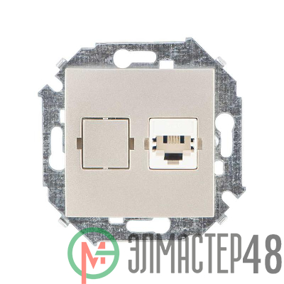 Розетка телефонная СП Simon 15 RJ11 винтов. зажимы механизм шампань Simon 1591480-034
