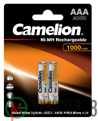 Аккумулятор R03 NI-MN 1000мА.ч BP-2 (блист.2шт) Camelion 6182
