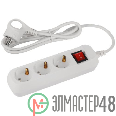 Удлинитель электрический UDL-10-315-ES Greenline 3 розетки с заземлением с выключателем 1.5м ПВС 3х0.75кв.мм Эра Б0065051