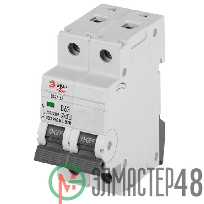 Выключатель автоматический 2п C 6А 4.5кА ВА47-63 PRO ЭРА Б0059418