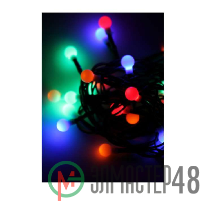 Гирлянда декоративная "Маленькие шарики cherry" 30LED 4.4м (2.9+1.5м) зел. провод IP20 мультиколор Космос KOC_GIR30LEDBALL_RGB
