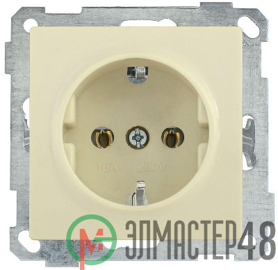 Розетка 1-м СП Bolero РС11-1-0-Б 16А IP20 с заземл. механизм крем. IEK ERB11-K33-16