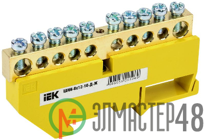 Шина PE "земля" на DIN-изол. ШНИ-8х12-10-Д-Ж IEK YNN10-812-10D-K05