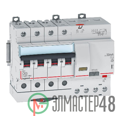Выключатель автоматический дифференциального тока 4п C 63А 30мА тип AC 6кА DX3 7мод. Leg 411192