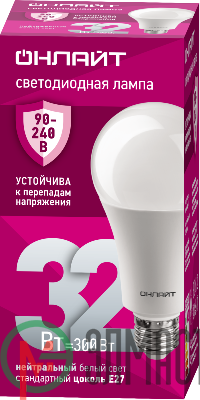 Лампа светодиодная 90 409 OLL-A70-32-230-4K-E27 (PRO 90-240В) ОНЛАЙТ 90409