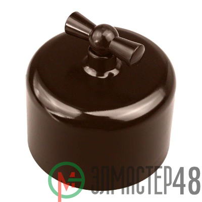 Выключатель поворотный 1-кл. ретро пластик корич. Bironi R1-210-22