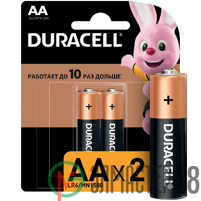 Элемент питания алкалиновый LR MN 1500/LR6 Basic BP-2 (блист.2шт) Duracell Б0014044/Б0026814