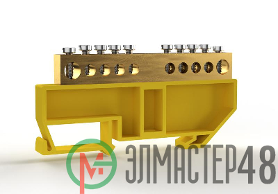 Шина PE "земля" на DIN-изоляторе 8х12мм 10 отвер. латунь TOKOV ELECTRIC TKE-BCB-812-10-DIN/PE