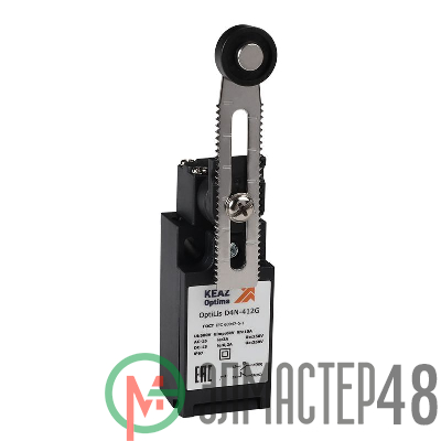 Выключатель концевой OptiLiS D4N-412G рычаг регулируемый с роликом пластик. EN 50047 XCKN2145P20 КЭАЗ 365310