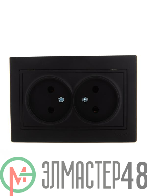 Розетка 2-м СП Мира 16А IP20 без заземл. керам. черн. бархат LEZARD 701-4242-128