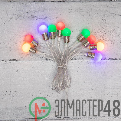 Гирлянда светодиодная "Мини-лампочки" 1.5м 10LED мультиколор провод прозр. 2хAA (батарейки не в комплекте) Neon-Night 303-074
