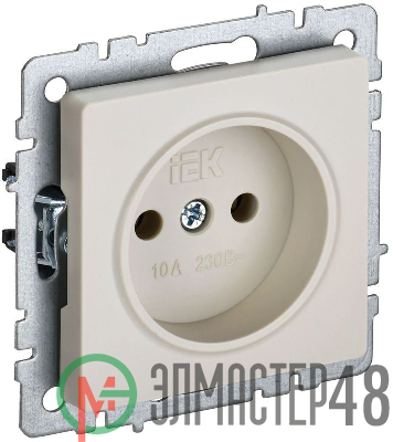 Розетка BRITE РС10-1-0-БрКр 10А без заземл. без защ. шторок беж. IEK BR-R10-10-K10