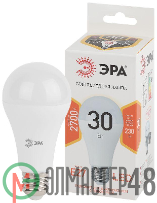 Лампа светодиодная LED A65-30W-827-E27 A65 30Вт груша E27 тепл. бел. ЭРА Б0048015