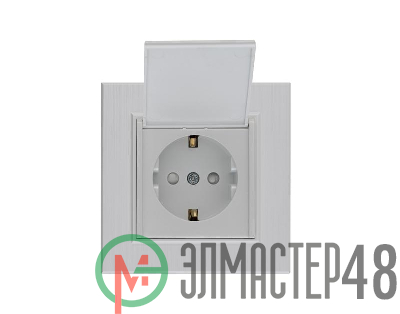 Розетка 1-м с крышкой Karea LINE STAR с заземл. жемчуж. Makel 86100029