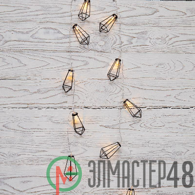 Гирлянда светодиодная "Кристаллы черные" 1.5м 10LED тепл. бел. 0.1Вт IP20 провод ПВХ прозр. элементы питания 2хAA (не в компл.) Neon-Night 304-017
