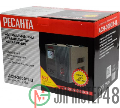 Стабилизатор напряжения АСН-3000/1-Ц 1ф 3кВт IP20 релейный Ресанта 63/6/5