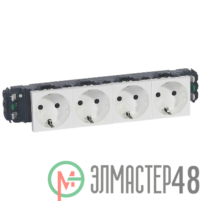 Механизм розетки 4-м СП Mosaic New 8мод. для кабель-канала DLP с заземл. бел. Leg 077404
