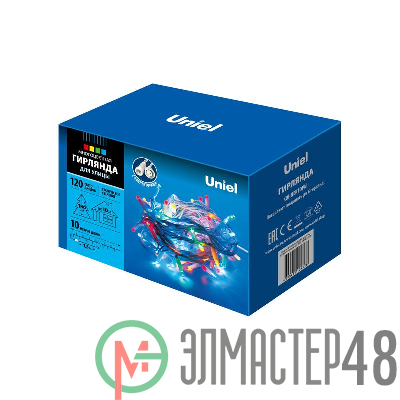 Гирлянда LED со статическим свечением ULD-S1000-120/SWK MULTI IP67 10м соедин. 120 диодов разноцвет. свет провод бел. Uniel UL-00007202