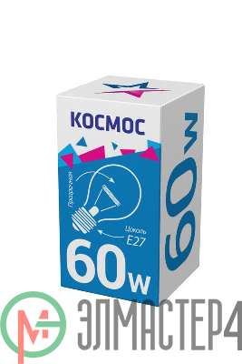 Лампа накаливания A50/A55 60Вт E27 220-240В прозр. КОСМОС LKsmSt55CL60E27v2