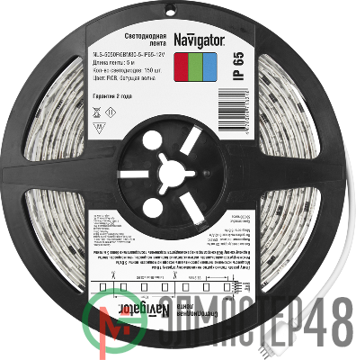 Лента светодиодная 71 834 NLS-5050RGBM30-5-IP65-12V 5Вт/м "Бегущая волна" (уп.5м) Navigator 71834