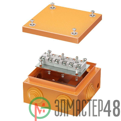 Коробка ответвительная FS 150х150х80мм 6р 450В 32А 10кв.мм нерж. контакт с каб. вводами и клеммн. IP66 сталь. DKC FSK31610