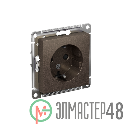 Механизм розетки 1-м СП ATLAS DESIGN с заземл. защ. шторки 16А мокко SchE ATN000645
