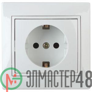 Розетка 1-м СП Plano 1-206-01 16А IP20 250В 2P+E Schuko защ. шторки бел. Intro Б0053923