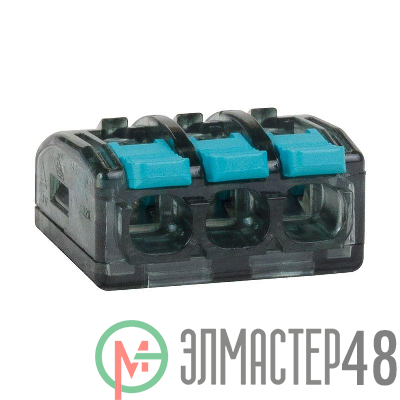 Клемма строительно-монтажная OptiKit СМК 221-413 с рычагом 3 отверстия 0.2-2.5(4.0)кв.мм КЭАЗ 351067