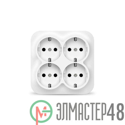 Розетка 4-м ОП 16А IP20 с заземл. бел. квадрат IONICH 1449