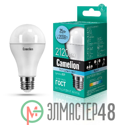Лампа светодиодная LED25-A65/845/E27 25Вт 220В Camelion 13572