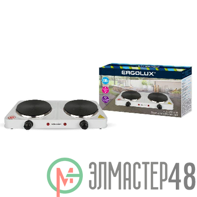 Электроплитка ELX-EP04-C01 2 конф. дисковый нагр. эл. 2000Вт 220-240В бел. Ergolux 13439