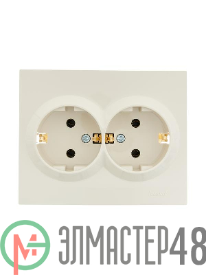 Розетка 2-м СП VESNA с заземл. ПБТ кремов. LEZARD 742-0300-127B