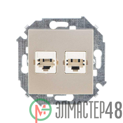 Розетка телефонная 2-м Simon 15 RJ11 винтов. зажим механизм шампань Simon 1591589-034