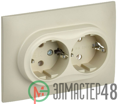 Розетка 2-м SKANDY 16А с заземл. без защ. шторок в сборе SK-R08B беж. IEK SK-R21-16-K10-F