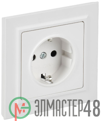Розетка BRITE РСР14-1-0-БрАБ 16А в сборе с заземл. защ. шторки арктич. бел. IEK BR-R14-16-K91-F