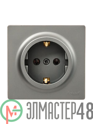Розетка 1-мест. с заземл. LETO ПБТ платина LEZARD 752-3500-122B