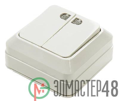 Выключатель 2-кл. BOLLETO с подсвет. накл. 7123 бел. ASD / IN HOME 4680005959778