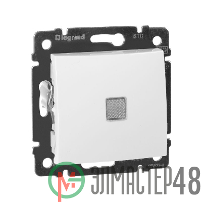 Механизм выключателя 1-кл. СП Valena 10А IP31 с зел. инд. бел. Leg 774410