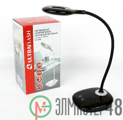 Светильник настольный UF-706 С02 аккум. 20LED NEW черн. Ultraflash 14241