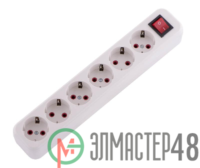 Колодка удлинителя 6-м с заземл. с выкл. Lezard 720-0600-602