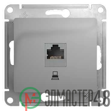 Механизм розетки комп. 1-м СП Glossa RJ45 CAT.5E алюм. SchE GSL000381K