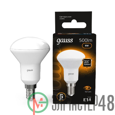 Лампа светодиодная Black R50 6Вт 3000К тепл. бел. E14 500лм 150-265В Gauss 106001106