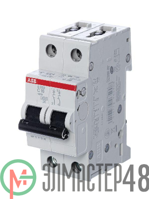 Выключатель автоматический модульный 2п C 16А 6кА S202 C16 ABB 2CDS252001R0164